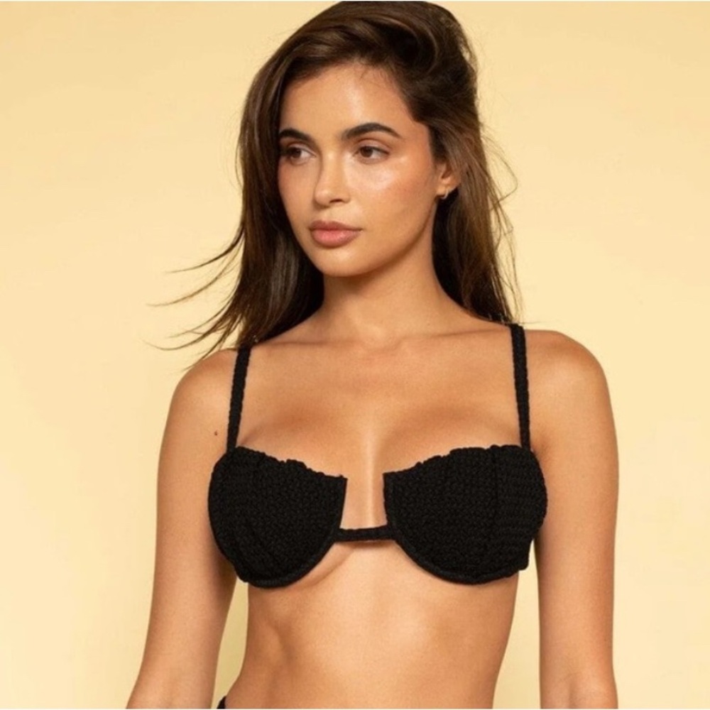 Montce Black Velvet Bikini Top Size L